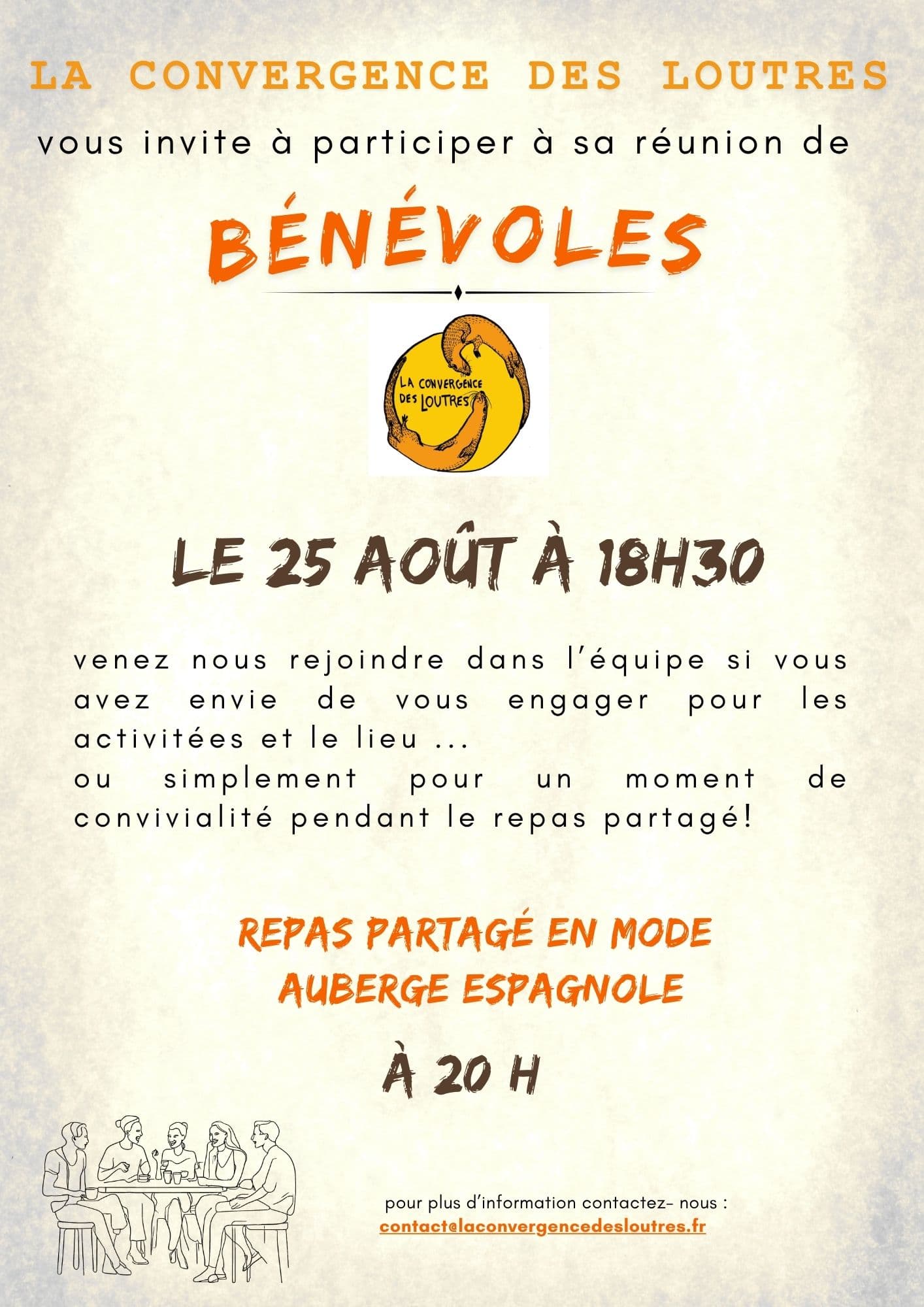 réunion bénévoles et repas partagé - Image